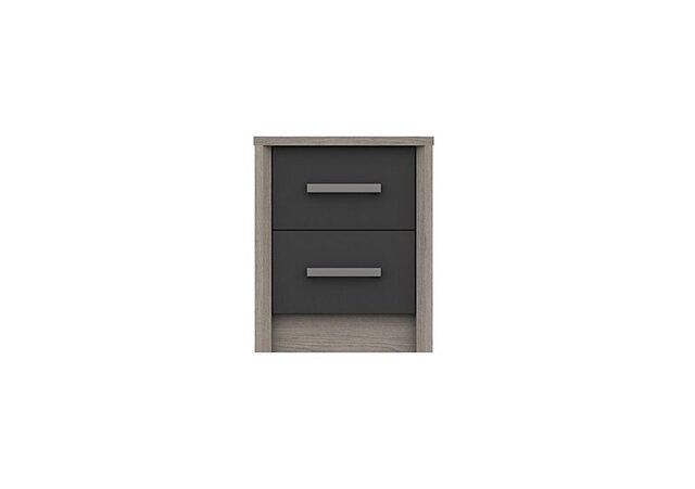 London Bedrooms - Euston 2 Drawer Bedside Chest - Grey Oak/Graphite Gloss - Bedroom Furniture - In Time for Christmas