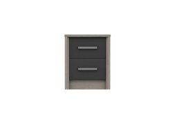 London Bedrooms - Euston 2 Drawer Bedside Chest - Grey Oak/Graphite Gloss