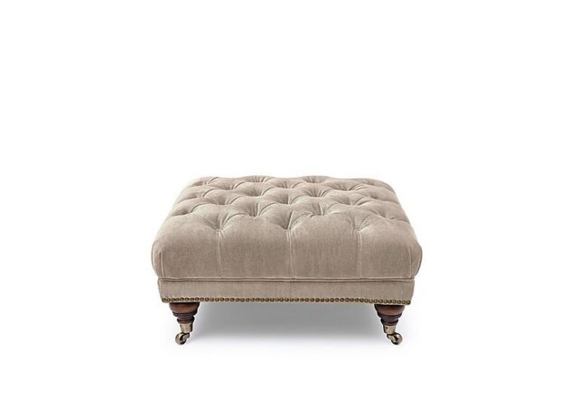 At The Helm - Shackleton Fabric Square Footstool with Castors - Barley