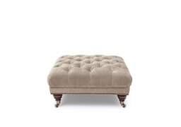 At The Helm - Shackleton Fabric Square Footstool with Castors - Barley