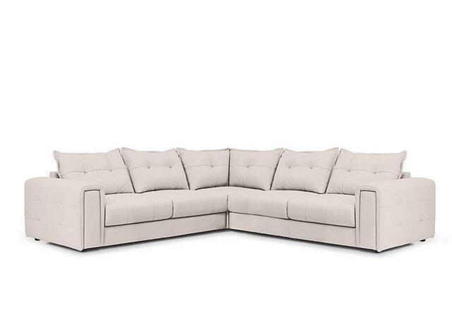 Goliath Large Leather Corner Sofa with Storage Drawers - Cotton