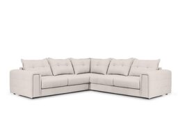Goliath Large Leather Corner Sofa with Storage Drawers - Cotton