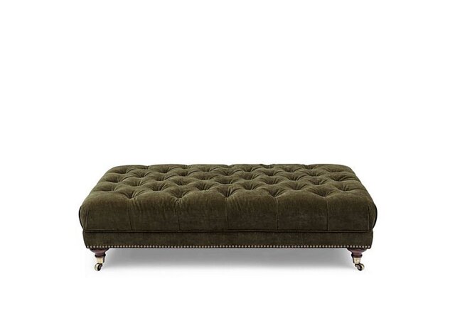 At The Helm - Wallace Fabric Rectangular Footstool with Castors - Pine