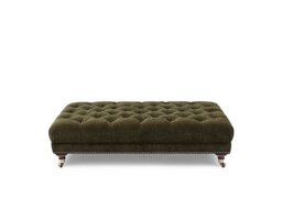 At The Helm - Wallace Fabric Rectangular Footstool with Castors - Pine
