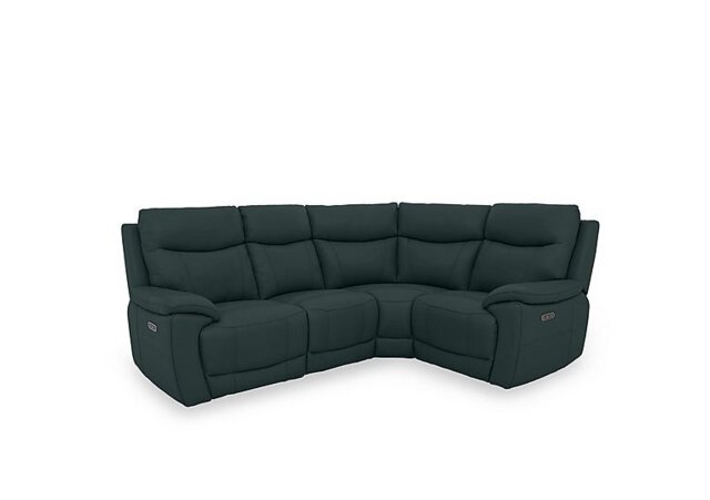 Sloane Leather Small Power Recliner Right Hand Facing Corner Sofa with Power Headrests - Peacock