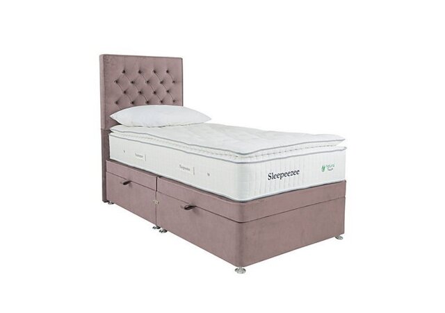 Sleepeezee - Natural Touch 3000 Pillowtop Side Ottoman Divan Set - Single - Plush Light Pink