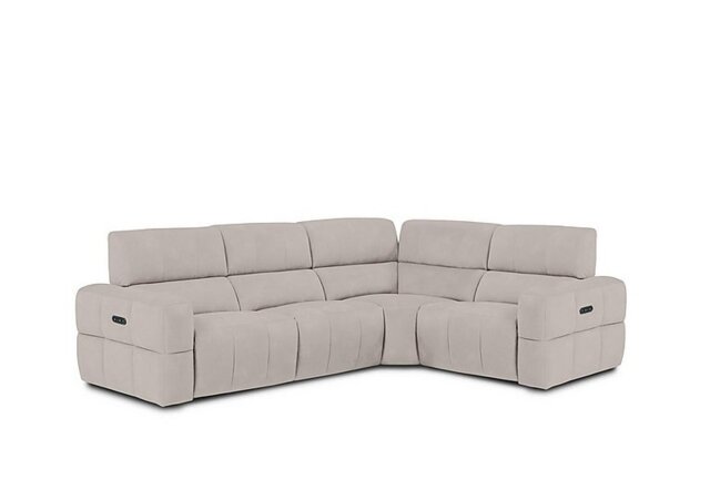 Cube Fabric Power Recliner Right Hand Facing Corner Sofa with Power Headrests - Lead Grey