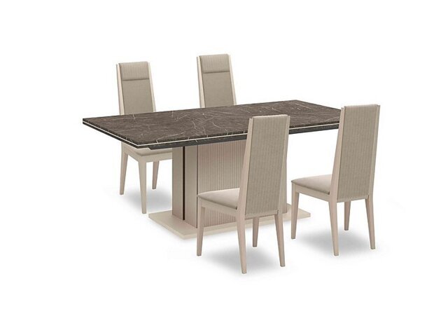 Lusso Small Extending Dining Table and 4 Panelled Fabric Chairs