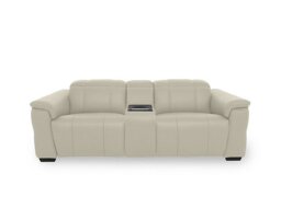 Inca NC Leather 3 Seater Power Recliner Sofa with Power Headrests and Fridge Console - Bone China