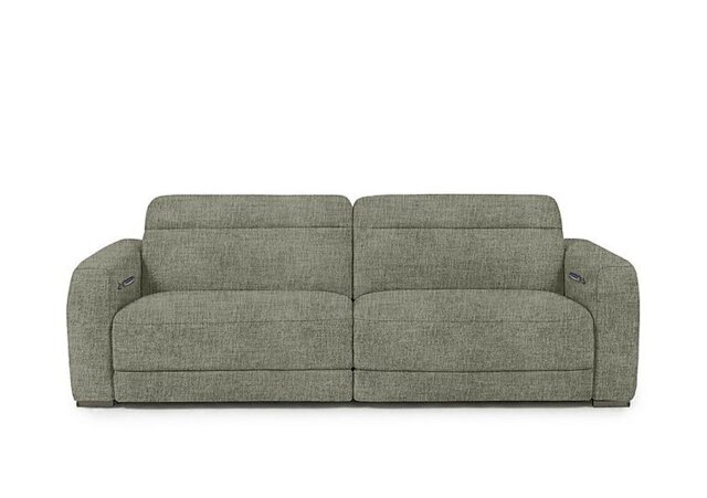Edison Large Fabric 3 Seater Power Recliner Sofa with Power Headrests and Lights - Olive Green - Sofas and Armchairs - In Time for Christmas