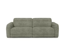 Edison Large Fabric 3 Seater Power Recliner Sofa with Power Headrests and Lights - Olive Green