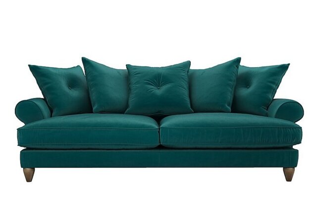 The Lounge Co. - Bronwyn 4 Seater Fabric Scatter Back Foam Fill Sofa With Walnut Feet - Dragoneye