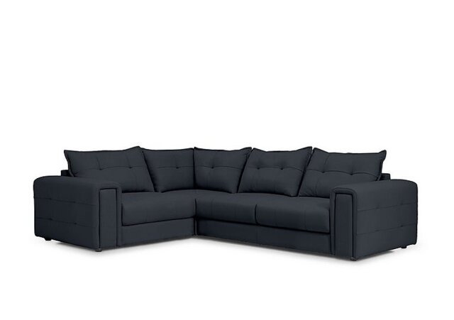 Goliath Leather Left Hand Facing Corner Sofa with Storage Drawers - Navy