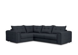 Goliath Leather Left Hand Facing Corner Sofa with Storage Drawers - Navy