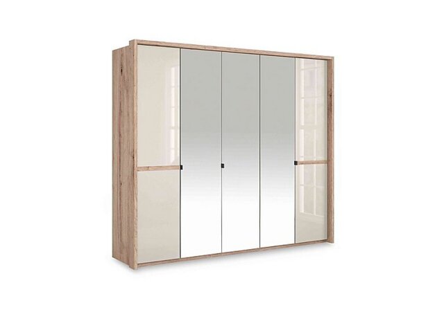 Wiemann - Hong Kong 5 Door Hinged Wardrobe with 2 Glass Doors and 3 Mirror Doors - Champagne