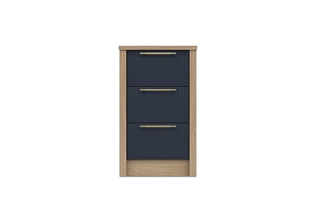 London Bedrooms - Chelsea 3 Drawer Bedside Cabinet with Gold Handles - Royal Blue - Bedroom Furniture - In Time for Christmas