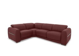 World of Leather - Edison Small Leather Left Hand Facing Corner Sofa - Deep Red