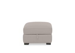 World of Leather - Nova Leather Storage Footstool - Silver Grey