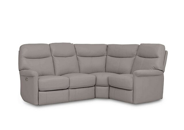 World of Leather - Compact Collection Lille Leather Power Recliner Right Hand Facing Corner Sofa - Silver Grey