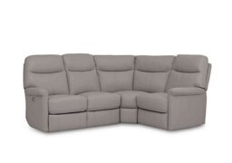 World of Leather - Compact Collection Lille Leather Power Recliner Right Hand Facing Corner Sofa - Silver Grey
