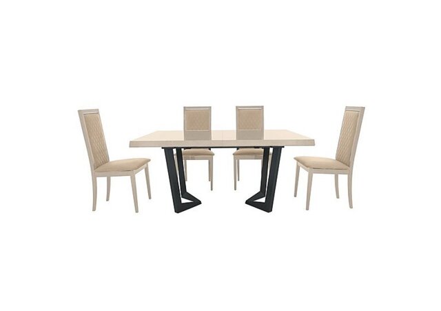 Palazzo 200cm Extending Dining Table in Sand Birch with 4 Rombi Chairs - Aquos Cream