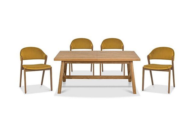Stratford Small Extending Dining Table with 4 Fabric Chairs - Mustard Velvet