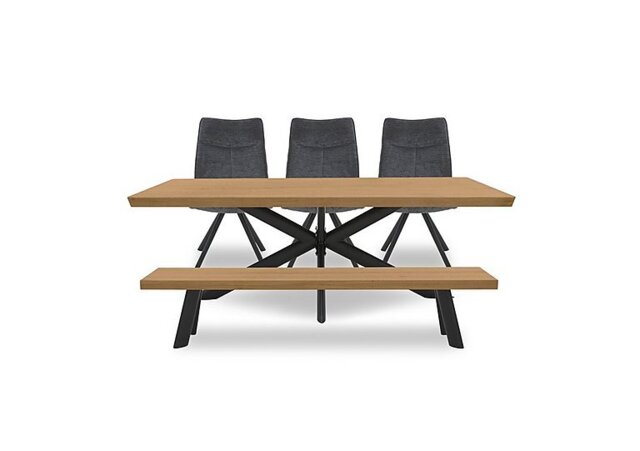 Bodahl - Athena Soft Edge Dining Table, Bench and 3 Swivel Chairs - 220-cm