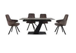 Enterprise Extending Dining Table and 4 Swivel Arm Chairs Set