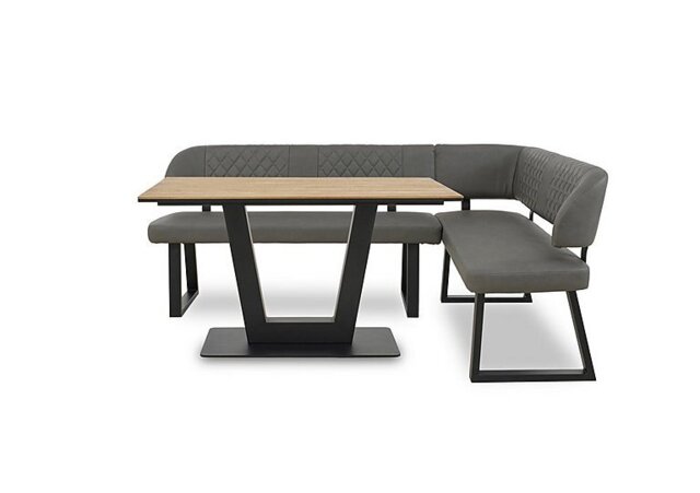 Venus Dining Table and Right Hand Facing Corner Bench - Grey