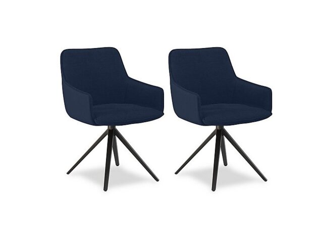 Jose Pair of Swivel Dining Arm Chairs - Navy