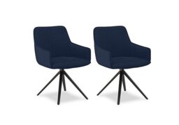 Jose Pair of Swivel Dining Arm Chairs - Navy
