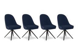 Jose Set of 4 Swivel Dining Chairs - Navy