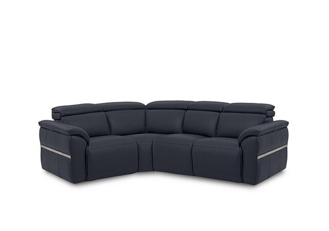 Dolomite Small Leather Left Hand Facing Corner Sofa - Montana Navy