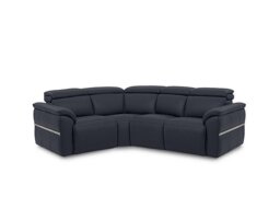 Dolomite Small Leather Left Hand Facing Corner Sofa - Montana Navy