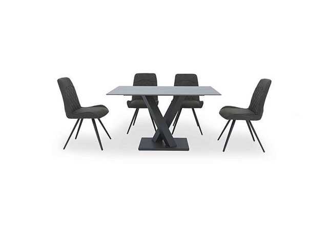 Warrior Grey Compact Fixed Dining Table with 4 Standard Chairs - Grey