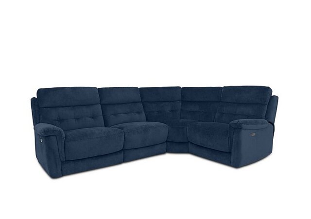 Springer Fabric Right Hand Facing Corner Sofa with Power Recliner - R330 Steel Blue