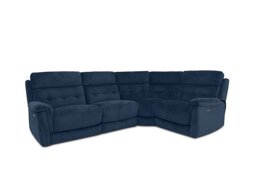 Springer Fabric Right Hand Facing Corner Sofa with Power Recliner - R330 Steel Blue
