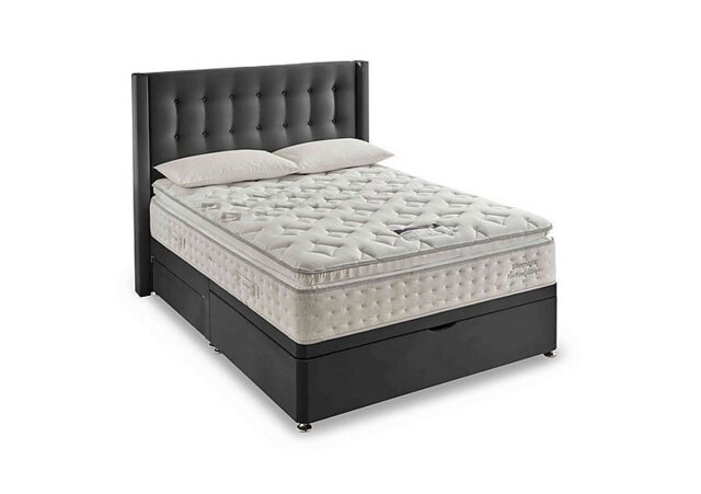 Silentnight - Revitalise Breathe 3000 Pillowtop Half Ottoman Divan Set - King Size - Smooth Velvet Charcoal
