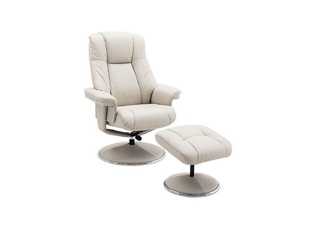 Troyes Leather Look High-Back 360 Swivel Chair and Footstool - Mushroom