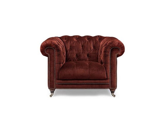 At The Helm - Walter Fabric Chesterfield Chair - Tawny