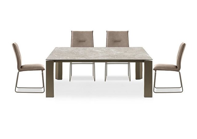 Connubia - Viola 180cm Large Extending Dining Table with Arenaria Ceramic Top and Lava Metal Legs and 4 Maya Chairs - Desert