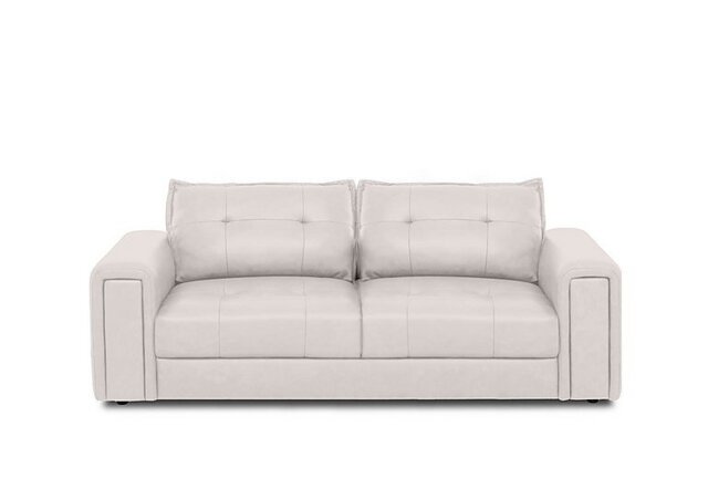 Goliath 3 Seater Leather Sofa with Storage Drawers - Cotton