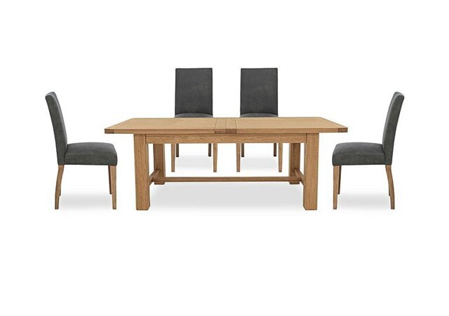 Furnitureland - Augusta Large Rectangular Extending Dining Table and 4 Cowboy Upholstered Chairs - Grey