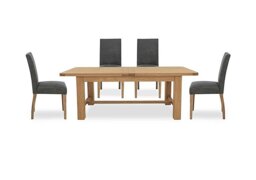 Furnitureland - Augusta Large Rectangular Extending Dining Table and 4 Cowboy Upholstered Chairs - Grey