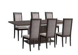 Venezia 160 cm Extending Dining Table and 6 Panelled Fabric Chairs Set - Walnut