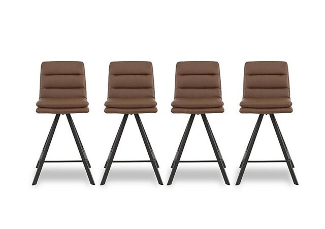 Njord Set of 4 Faux Leather Swivel Bar Stools - Dining Room Furniture - In Time for Christmas