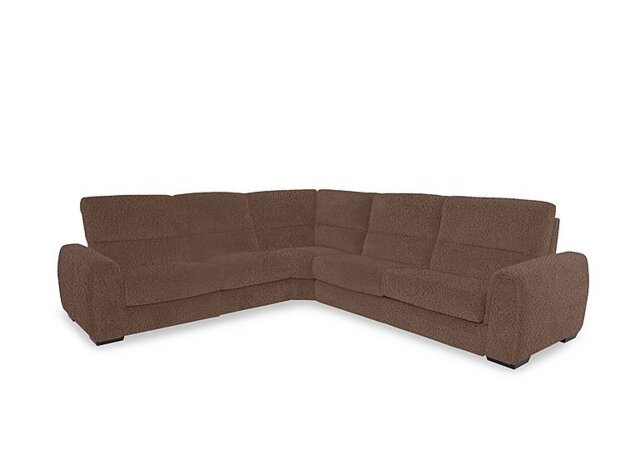 Flex Fabric Large Left Hand Facing Corner Sofa Bed with Storage Arm - Hazelnut