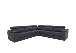 Nicoletti - Davide Large Leather Corner Sofa - Torello Blu