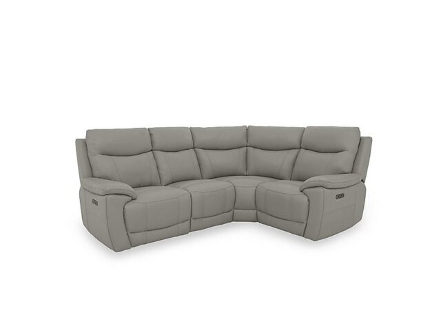 Sloane Leather Small Power Recliner Right Hand Facing Corner Sofa with Power Headrests - New Grey - Sofas and Armchairs - In Time for Christmas