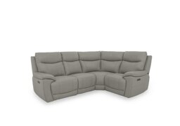 Sloane Leather Small Power Recliner Right Hand Facing Corner Sofa with Power Headrests - New Grey